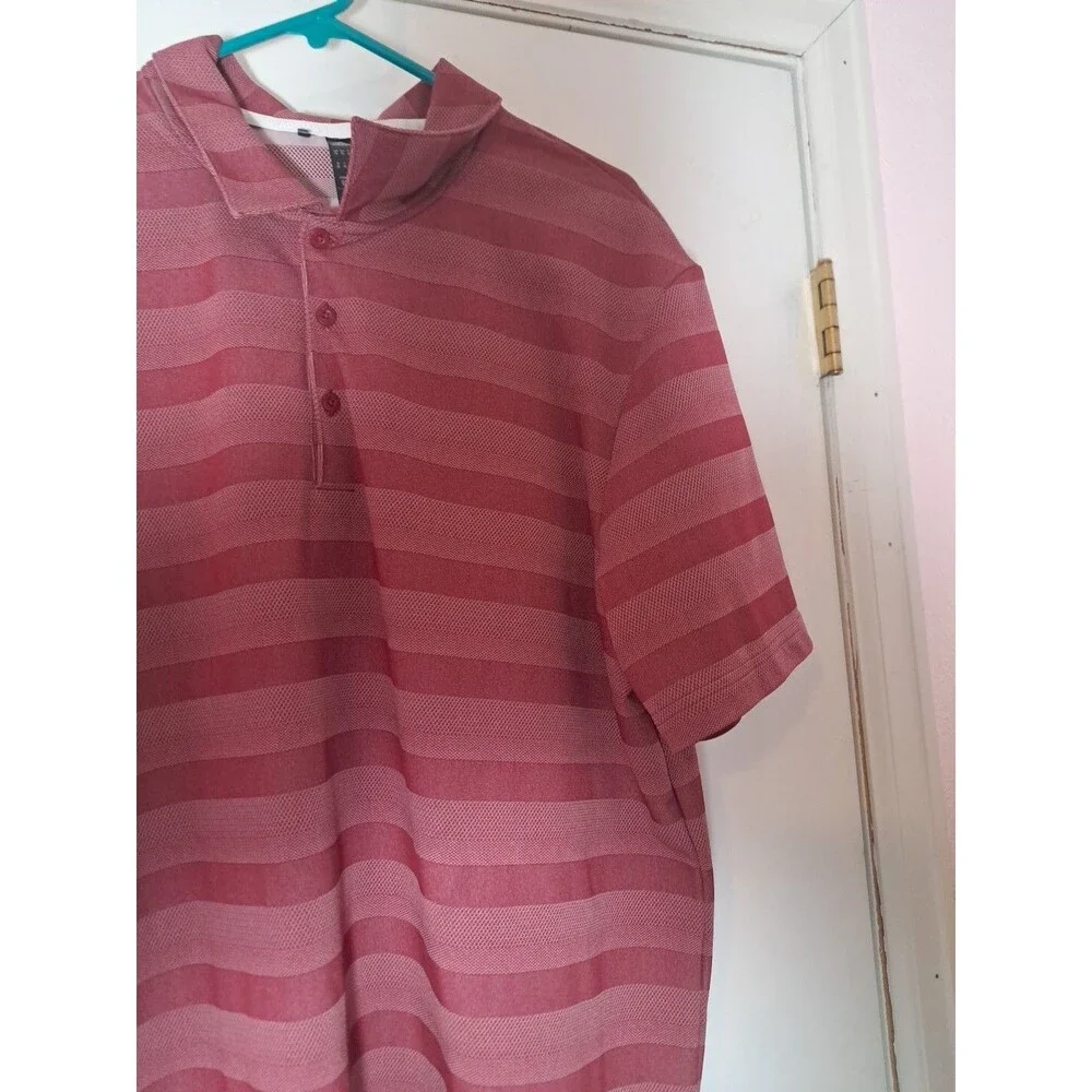 ADIDAS Men's Bliss Lilac Quiet Crimson 2 Color Striped Golf Polo Shirt XL
